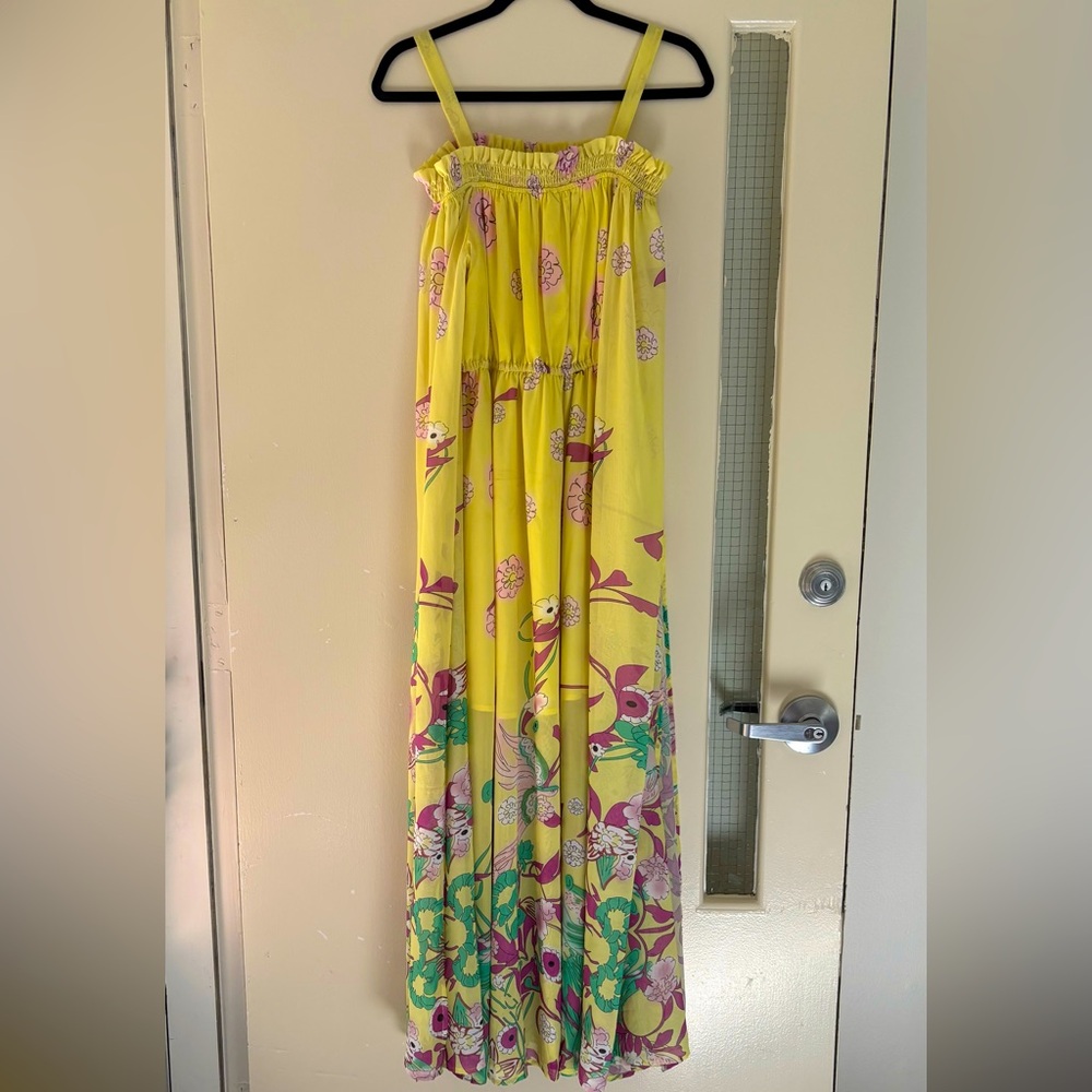 EUC DHGate Yellow Floral Maxi Dress
